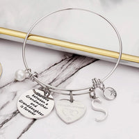 Load image into Gallery viewer, A&amp;PLUV™ Grandmother &amp; Granddaughter "Forever Love" Quote, Initial Letter Charm Bangle grandmother granddaughter necklace A&amp;PLUV™ 
