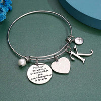 Load image into Gallery viewer, A&amp;PLUV™ Grandmother &amp; Granddaughter "Forever Love" Quote, Initial Letter Charm Bangle grandmother granddaughter necklace A&amp;PLUV™ 
