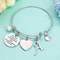 Load image into Gallery viewer, A&amp;PLUV™ Grandmother &amp; Granddaughter "Forever Love" Quote, Initial Letter Charm Bangle grandmother granddaughter necklace A&amp;PLUV™ 
