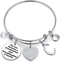 Load image into Gallery viewer, A&amp;PLUV™ Grandmother &amp; Granddaughter "Forever Love" Quote, Initial Letter Charm Bangle grandmother granddaughter necklace A&amp;PLUV™ C 
