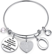Load image into Gallery viewer, A&amp;PLUV™ Grandmother &amp; Granddaughter "Forever Love" Quote, Initial Letter Charm Bangle grandmother granddaughter necklace A&amp;PLUV™ O 
