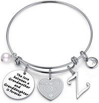 Load image into Gallery viewer, A&amp;PLUV™ Grandmother &amp; Granddaughter "Forever Love" Quote, Initial Letter Charm Bangle grandmother granddaughter necklace A&amp;PLUV™ Z 
