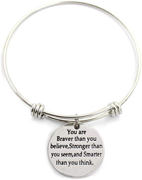 Load image into Gallery viewer, BLifeLUV™ 3-Piece Inspirational "You are Braver..." Quote Stainless Steel Expandable Bracelet BLifeLUV™ 
