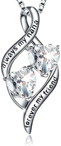 Load image into Gallery viewer, BLuv™ Grandmother S925 Sterling Silver "Forever My Friend" Quote Infinity Crystal Hearts Necklace grandmother necklace BLuv™ 
