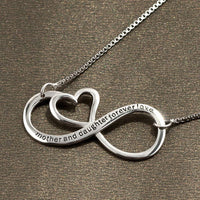 Load image into Gallery viewer, CharmSLUV™ S925 Sterling Silver Mother &amp; Daughter "Forever Love" Quote Infinity Heart Necklace Mother Daughter Necklace CharmSLUV™ 

