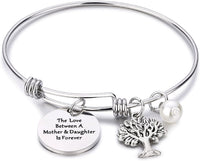 Load image into Gallery viewer, CJLuv™ Mother &amp; Daughter Tree of Life &amp; "Forever Love" Quote Bangle Mother Daugher Bangle CJLuv™ 

