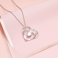 Load image into Gallery viewer, DCHLuv™ Grandmother + Granddaughter S925 Sterling Silver "Love Forever" Quote Heart Crystal Necklace grandmother granddaughter necklace DCHLuv™ 
