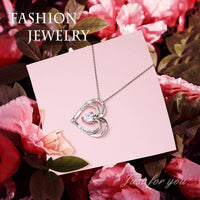 Load image into Gallery viewer, DCHLuv™ Grandmother + Granddaughter S925 Sterling Silver "Love Forever" Quote Heart Crystal Necklace grandmother granddaughter necklace DCHLuv™ 
