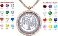 Load image into Gallery viewer, GKLuv™ Family Tree Floating Locket Neckace, 18K Gold Plated, 'Families Forever' Quote, 24 Birthstones iluvfamily 

