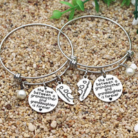 Load image into Gallery viewer, JQLuv™ GrandMother &amp; Granddaughter Matching 'Half Heart' Forever Love Quote Bangle 2pc Set grandmother granddaughter bracelet JQLuv™ 
