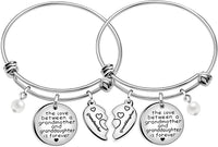 Load image into Gallery viewer, JQLuv™ GrandMother &amp; Granddaughter Matching 'Half Heart' Forever Love Quote Bangle 2pc Set grandmother granddaughter bracelet JQLuv™ 
