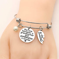 Load image into Gallery viewer, JQLuv™ GrandMother &amp; Granddaughter Matching 'Half Heart' Forever Love Quote Bangle 2pc Set grandmother granddaughter bracelet JQLuv™ 
