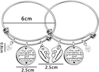 Load image into Gallery viewer, JQLuv™ GrandMother &amp; Granddaughter Matching 'Half Heart' Forever Love Quote Bangle 2pc Set grandmother granddaughter bracelet JQLuv™ 
