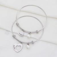 Load image into Gallery viewer, KYLuv™ Mother &amp; Daughter Matching 'Cut Out' Heart Bangle Set - 2 Piece mother daughter bangle KYLuv™ 
