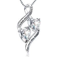 Load image into Gallery viewer, MTGLuv™ S925 Sterling Silver Mother "Forever My Friend" Double Heart Cubic Zirconia Necklace mother necklace MTGLuv™ 
