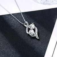 Load image into Gallery viewer, MTGLuv™ S925 Sterling Silver Mother "Forever My Friend" Double Heart Cubic Zirconia Necklace mother necklace MTGLuv™ 
