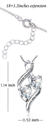 Load image into Gallery viewer, MTGLuv™ S925 Sterling Silver Mother "Forever My Friend" Double Heart Cubic Zirconia Necklace mother necklace MTGLuv™ 
