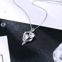 Load image into Gallery viewer, MTGLuv™ S925 Sterling Silver Mother "Forever My Friend" Double Heart Cubic Zirconia Necklace mother necklace MTGLuv™ 
