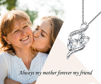 Load image into Gallery viewer, MTGLuv™ S925 Sterling Silver Mother "Forever My Friend" Double Heart Cubic Zirconia Necklace mother necklace MTGLuv™ 
