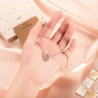 Load image into Gallery viewer, M&amp;VLuv™ Grandmother Interlocking Hearts, White Gold Plated + Cubic Zirconia Necklace w/ Message Card grandmother necklace M&amp;VLuv™ 

