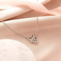 Load image into Gallery viewer, M&amp;VLuv™ Grandmother Interlocking Hearts, White Gold Plated + Cubic Zirconia Necklace w/ Message Card grandmother necklace M&amp;VLuv™ 
