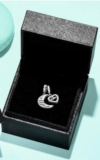 Load image into Gallery viewer, QueenLuv™ S925 Sterling Silver MOM "Love You to Moon" Cubic Zirconia Heart Pendant Charms mother charm QueenLuv™ 
