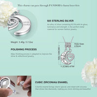 Load image into Gallery viewer, QueenLuv™ S925 Sterling Silver MOM "Love You to Moon" Cubic Zirconia Heart Pendant Charms mother charm QueenLuv™ 
