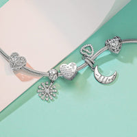 Load image into Gallery viewer, QueenLuv™ S925 Sterling Silver MOM "Love You to Moon" Cubic Zirconia Heart Pendant Charms mother charm QueenLuv™ 
