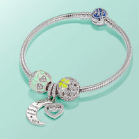 Load image into Gallery viewer, QueenLuv™ S925 Sterling Silver MOM "Love You to Moon" Cubic Zirconia Heart Pendant Charms mother charm QueenLuv™ 
