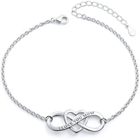 Load image into Gallery viewer, SilverMLUV™ S925 Sterling Silver "I Love You Mom" Quote Infinity Heart Bracelet - Mother Gift Mother Bracelet SilverMLUV™ 
