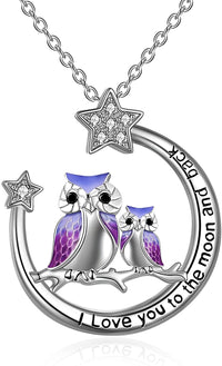 Load image into Gallery viewer, YFJewelz™ S925 Sterling Silver OWL Mother &amp; Daughter "Love You to Moon" Quote Star Necklace mother daughter necklace YFJLuv™ 
